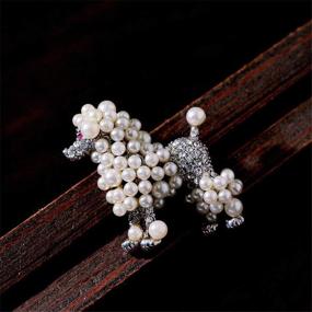 img 2 attached to 🐩 Ajojewel Simulated Pearl Poodle Dog Brooch with Rhinestone Accents - Animal Lapel Collar Jewelry Accessory