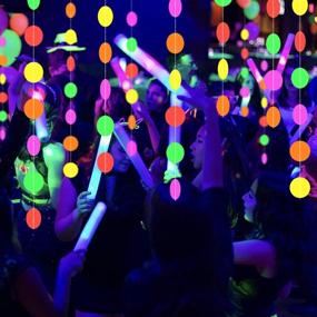 img 3 attached to 🌈 Neon Paper Circles Garland: Ultimate Black Light Birthday Decorations and Glow Party Supplies