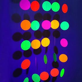 img 4 attached to 🌈 Neon Paper Circles Garland: Ultimate Black Light Birthday Decorations and Glow Party Supplies