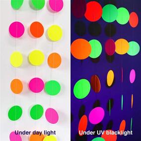 img 1 attached to 🌈 Neon Paper Circles Garland: Ultimate Black Light Birthday Decorations and Glow Party Supplies