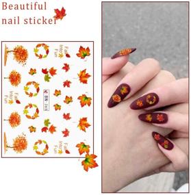 img 2 attached to 🍁 Autumn Nail Stickers - Halloween & Thanksgiving Decals, 12 Sheets Maple Leaves, Turkey, and Pumpkin Water Transfer Nail Art Stickers for Women, Girls, Kids - DIY Nail Decorations for Thanksgiving Day