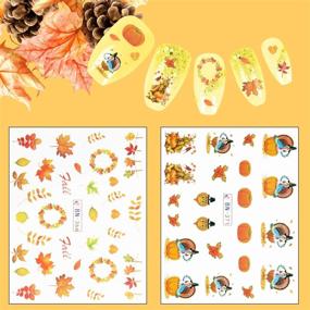 img 3 attached to 🍁 Autumn Nail Stickers - Halloween & Thanksgiving Decals, 12 Sheets Maple Leaves, Turkey, and Pumpkin Water Transfer Nail Art Stickers for Women, Girls, Kids - DIY Nail Decorations for Thanksgiving Day