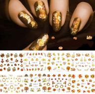 🍁 autumn nail stickers - halloween & thanksgiving decals, 12 sheets maple leaves, turkey, and pumpkin water transfer nail art stickers for women, girls, kids - diy nail decorations for thanksgiving day logo