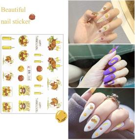 img 1 attached to 🍁 Autumn Nail Stickers - Halloween & Thanksgiving Decals, 12 Sheets Maple Leaves, Turkey, and Pumpkin Water Transfer Nail Art Stickers for Women, Girls, Kids - DIY Nail Decorations for Thanksgiving Day