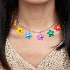 img 2 attached to 🌸 Vibrant PANTIDE Colorful Flower Indie Necklace: A Whimsical Gift for Women, Girls, and Kids - 7 Captivating Colors