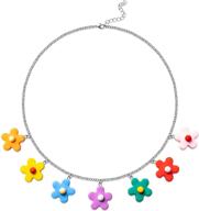 🌸 vibrant pantide colorful flower indie necklace: a whimsical gift for women, girls, and kids - 7 captivating colors logo