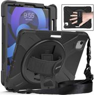 batyue ipad air 4 10.9” case: shockproof shoulder strap, pencil holder, kickstand - black logo