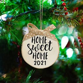 img 2 attached to 🏡 2021 Christmas Birch Slice Wooden Ornaments - Home Sweet Home Edition: Perfect Housewarming Presents for New Homeowners, Wooden Christmas Tree Decorations