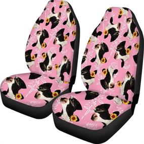 img 4 attached to Aoopistc Animal Cow Sunflower Vehicle Bucket Seat Cover Pink Anti-Slip Front Cushion Car Seat Covers Universal Fit Cars SUV Trucks Sedan