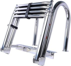 img 4 attached to 🚤 Premium 316 Stainless Steel Folding Pontoon Boat Ladder with Telescoping Steps & Reinforced Dock Attachment: Heavy Duty, Wider Pedals, and Hand Railings for Easy Rear Entry and Swim Deck Access
