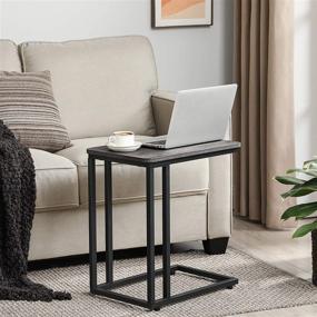 img 2 attached to VASAGLE Industrial End Table with Rolling Casters in Charcoal Gray - Perfect for Living Room or Bedroom Decor