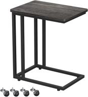 vasagle industrial end table with rolling casters in charcoal gray - perfect for living room or bedroom decor logo