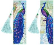 🦚 peacock bookmark diamond painting kits - pigpigboss 2 pieces 5d diy diamond painting by numbers crystal rhinestones peacock diamond painting dots kit book decor arts for adults and kids (21 x 6 cm) logo