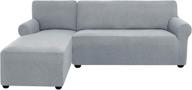 🛋️ protective stretchy l-shaped sectional couch cover by subrtex - elastic washable furniture protector in light gray (left-chaise) logo