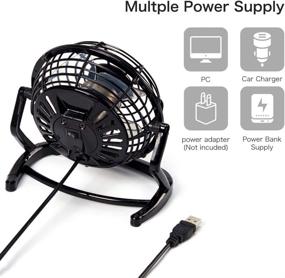 img 2 attached to 💨 iKross Black USB Mini Desktop Office Fan - 360 Rotation - Ideal for PC Computer Laptop Chromebook Ultrabook