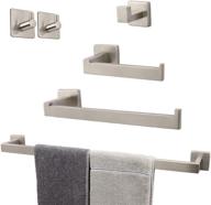 🛁 tocten 6-piece bathroom hardware set: premium stainless steel square towel rack set with towel bar, hand towel holder, toilet paper holder, and 3 hooks – brushed nickel finish logo