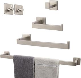 img 4 attached to 🛁 TocTen 6-Piece Bathroom Hardware Set: Premium Stainless Steel Square Towel Rack Set with Towel Bar, Hand Towel Holder, Toilet Paper Holder, and 3 Hooks – Brushed Nickel Finish