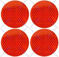 🚚 set of 4 high visibility reflective stick-on prism reflectors - 3" inch round dot-sae amber/red, strong adhesive & weatherproof - ideal for trailer, camper, rv, flatbed, fender, property, boat, marine (amber) logo