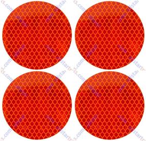 img 3 attached to 🚚 Set of 4 High Visibility Reflective Stick-On Prism Reflectors - 3" Inch Round DOT-SAE Amber/Red, Strong Adhesive & Weatherproof - Ideal for Trailer, Camper, RV, Flatbed, Fender, Property, Boat, Marine (Amber)