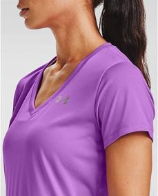 img 2 attached to 👚 Solid V-Neck Short Sleeve Tech Top for Women by Under Armour