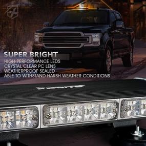 img 2 attached to 🚧 Xprite 18" Heavy-duty Magnetic Mount Strobe Light Bar for Construction Vehicles and Snowplow Trucks (Amber/White/Amber) - Ultimate Safety Warning Beacon Lights