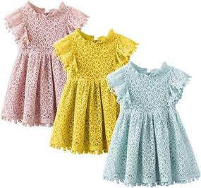 img 3 attached to Enchanting Hollow Sleeve Princess Frilled Girls' Dress: Perfect Clothing for Dresses