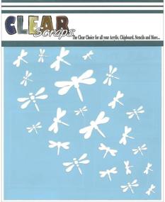 img 1 attached to 🐉 Clear Scraps CSSM6-DRAGN Dragonfly Wall Stencil - 6-Inch x 6-Inch Translucent Plastic Film