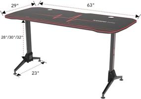 img 2 attached to 🎮 63" FLEXISPOT Gaming Computer Desk with Cup Holder, Headphone Hook, and Cord Management - Adjustable Gaming Table in Black