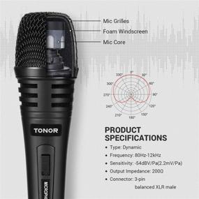 img 2 attached to 🎤 Динамический караоке микрофон от TONOR - 16.4 футовый XLR кабель, металлический ручной микрофон для караоке машины/колонки/усилителя/микшера - идеален для пения, выступлений, свадеб и мероприятий на открытом воздухе.