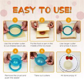 img 1 attached to 🥪 HiYZ Sandwich Cutter and Sealer Pack – Fun Uncrustables Sandwich Maker Set for Kids - Bread Decruster Pancake Maker & DIY Cookie Cutter - Perfect for Lunchbox and Bento Box (Blue), Package of 5