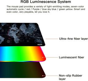 img 2 attached to 🖱️ Улучшенный RGB игровой коврик для мыши: огромное изделие для геймеров с водонепроницаемым дизайном, 10 динамичных режимов подсветки, идеально подходит для ПК клавиатур и мышей - 31.5'' х 15'' х 4мм (карта)