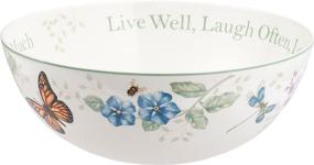 img 2 attached to 🦋 White Lenox Butterfly Meadow Serving Bowl: Live Well, Laugh Often, Love Much