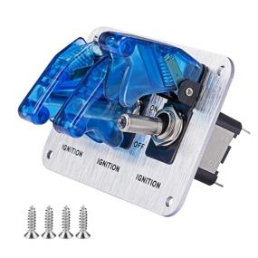 img 1 attached to 🏎️ Enhanced JIANFA Toggle Switch with LED Indicator for Racing Sport Cars - Blue, 12V Metal Wire Drawing Face Plate