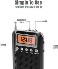 img 1 attached to 📻 Vondior Portable Digital Radio with Alarm Clock - Enhanced Reception and Extended Battery Life. AM FM Compact Radio Player with 2 AAA Battery Operation and Stereo Headphone Socket (Black, Orange)