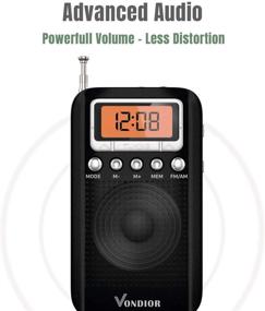 img 2 attached to 📻 Vondior Portable Digital Radio with Alarm Clock - Enhanced Reception and Extended Battery Life. AM FM Compact Radio Player with 2 AAA Battery Operation and Stereo Headphone Socket (Black, Orange)