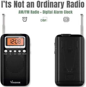 img 3 attached to 📻 Vondior Portable Digital Radio with Alarm Clock - Enhanced Reception and Extended Battery Life. AM FM Compact Radio Player with 2 AAA Battery Operation and Stereo Headphone Socket (Black, Orange)