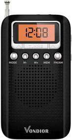 img 4 attached to 📻 Vondior Portable Digital Radio with Alarm Clock - Enhanced Reception and Extended Battery Life. AM FM Compact Radio Player with 2 AAA Battery Operation and Stereo Headphone Socket (Black, Orange)