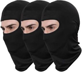 img 4 attached to 3-Pack Lycra Bandana Face Hat for Outdoor Airsoft Motorcycle Ski Mask Winter Sun Balaclava Black Tactical Hood Helmet