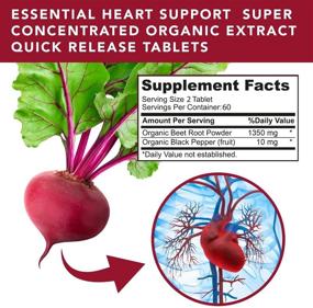 img 3 attached to 🌱 USDA Plant.O Premium Organic Beet Root Tablets [1350mg Beets Powder] with Black Pepper: Enhancing Absorption for Heart Health, Blood Pressure & Athletic Performance