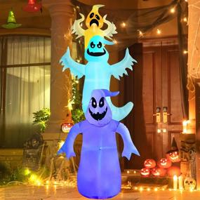 img 4 attached to 10Ft Halloween Inflatable Ghost Decor - Rocinha Three Cute Scary Ghost Inflatables with Color Changing Lights, Perfect for Halloween Yard Garden Lawn Outdoor Decor