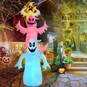 img 3 attached to 10Ft Halloween Inflatable Ghost Decor - Rocinha Three Cute Scary Ghost Inflatables with Color Changing Lights, Perfect for Halloween Yard Garden Lawn Outdoor Decor
