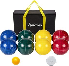 img 4 attached to 🎾 Aivalas Bocce Ball Set - 107mm, 8 Resin Balls, Pallino, Measuring Tape, Carrying Bag - Outdoor Yard Backyard Lawn Beach Game (2-8 Players)