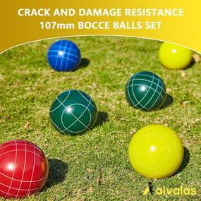 img 1 attached to 🎾 Aivalas Bocce Ball Set - 107mm, 8 Resin Balls, Pallino, Measuring Tape, Carrying Bag - Outdoor Yard Backyard Lawn Beach Game (2-8 Players)