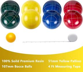 img 3 attached to 🎾 Aivalas Bocce Ball Set - 107mm, 8 Resin Balls, Pallino, Measuring Tape, Carrying Bag - Outdoor Yard Backyard Lawn Beach Game (2-8 Players)