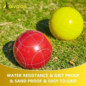 img 2 attached to 🎾 Aivalas Bocce Ball Set - 107mm, 8 Resin Balls, Pallino, Measuring Tape, Carrying Bag - Outdoor Yard Backyard Lawn Beach Game (2-8 Players)