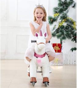 img 1 attached to 🦄 JoJoPooNy Ride on Unicorn Toy: Premium Plush Animal Toy for Kids (3-6 Years) with Walking and Rolling Features – 27 Inch Height