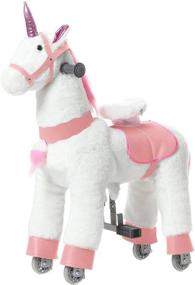 img 4 attached to 🦄 JoJoPooNy Ride on Unicorn Toy: Premium Plush Animal Toy for Kids (3-6 Years) with Walking and Rolling Features – 27 Inch Height
