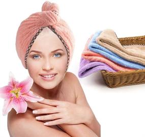 img 4 attached to 🧖 Arashill 4-Piece Set: Microfiber Hair Towel Wrap - Quick Dry, Super Absorbent Hat for Drying Curly, Long & Thick Hair