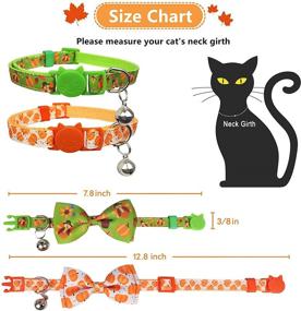 img 3 attached to 2 Pack Thanksgiving Removable Bow Tie and Bell for Cats - Holiday Turkey Pumpkin Kitty Kitten Breakaway Collar, Adjustable Size 7.8-12.8 inches