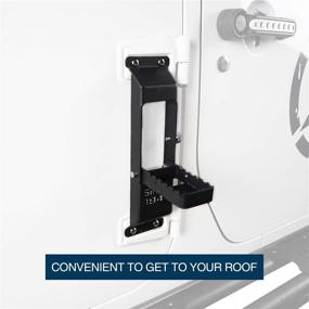 img 2 attached to 🔧 Upgrade Your Jeep Wrangler with the V8 GOD Matte Black Metal Folding Door Hinge Steps Foot Peg - Perfect Fit for 2007-2018 JK & JKU (1PC)